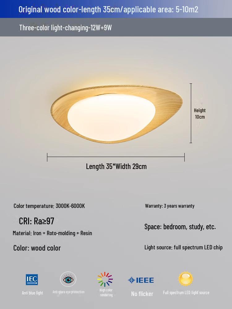 "Nordic Wood Grain Ceiling Lamp for Bedroom & Kids' Room"