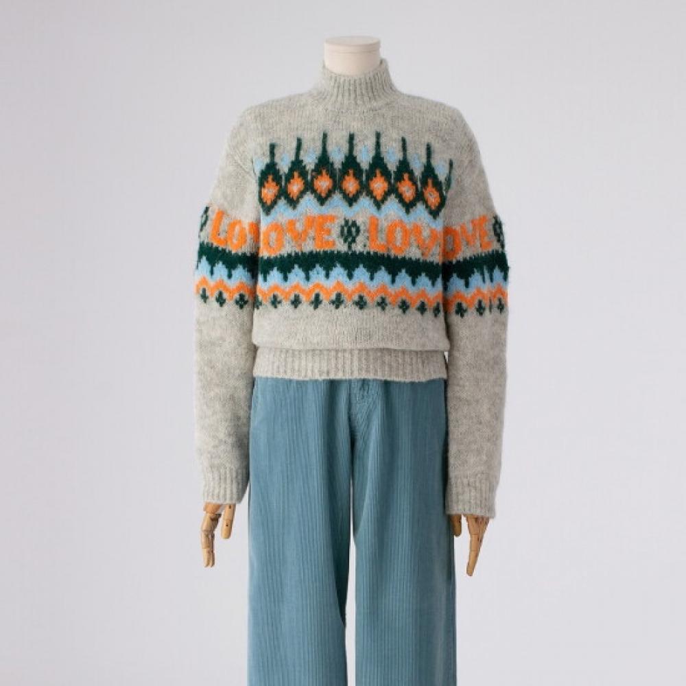 Win Alpaca Wool Blend Nordic Pattern Knit
