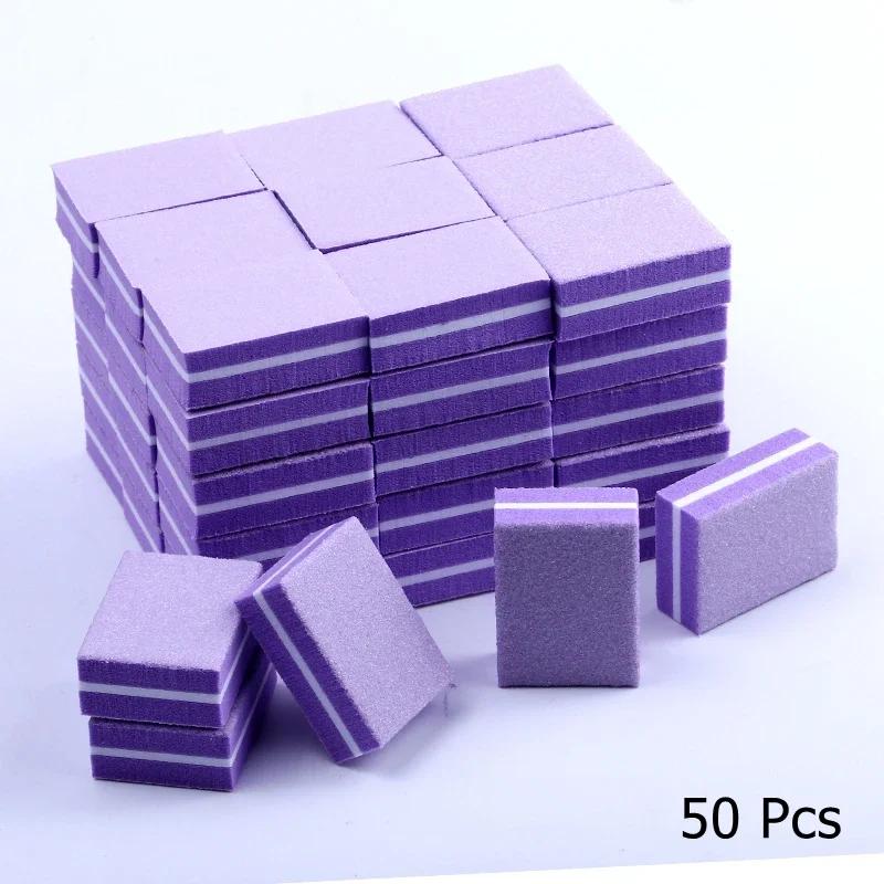 50pcs lot Mini Nail File Blocks Colorful Sponge Nail Polish Sanding Buffer Strips Double-sided Nail Polishing Manicure Buffers
