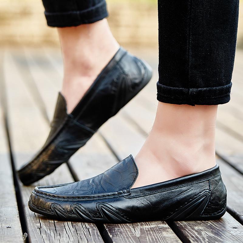 Plus Size Split Leather Shoes Men Loafers Comfortable Casual Shoes Men Flats Moccasins Men Footwear