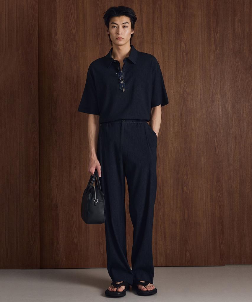 Tngt [Set] Kinoshita Seersucker Jacket & Semi-Wide Pants (Navy) 0Tpa6E205N2