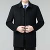 Winter Cashmere Coat Men's High-end Mid-length Woolen Coat Middle-aged Dad Lapel Wool Jacket Plus Velvet Thickening