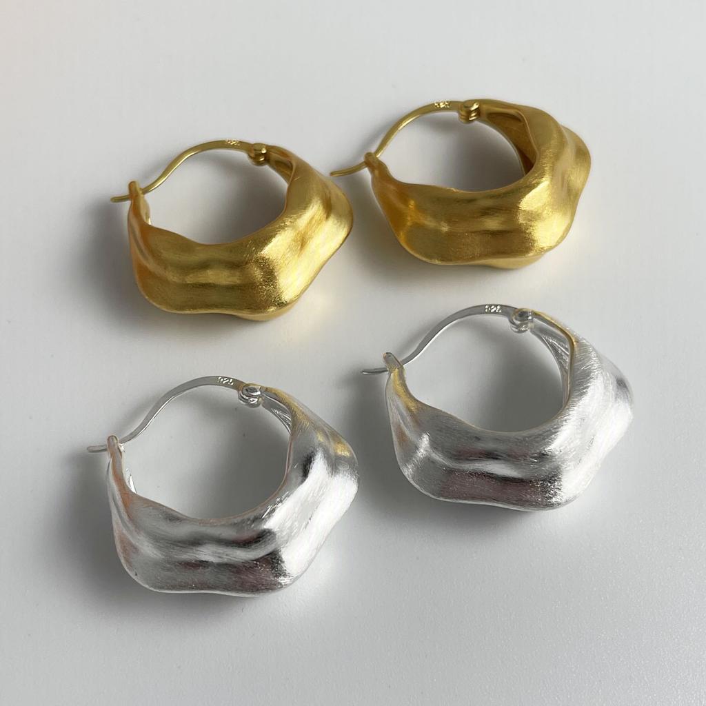 925 Sterling Silver Vintage Earrings For Women Trendy Simple Gold Heavy Earring Jewelry Prevent Allergy Party Accessories Gift