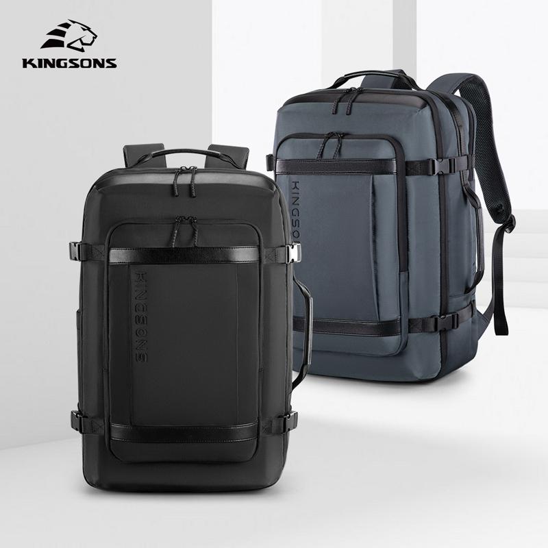 Kingsons 35 L Large Capacity Eaqual To 20-inch Suitcase Multi-functional Portable Men Backpack For 17 Inch Laptop Black/Blue