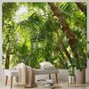 Natural Forest Landscape Waterfall Tropical Jungle Palm Leaf Art Decoration Tapestry Picnic Mat Living Room Wall Hanging