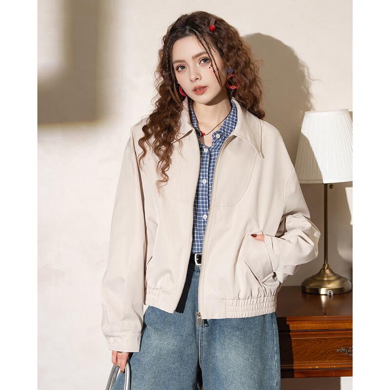 ET BOITE Women's Retro Casual Lapel Zipper Jacket