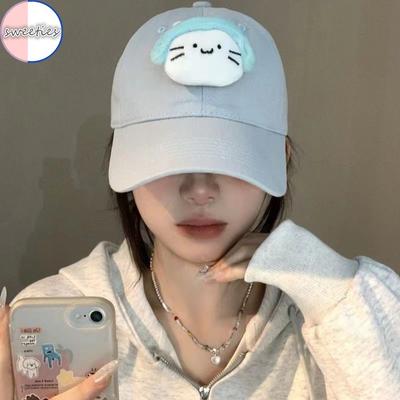Милая бейсболка с вышивкой кошки Модная и милая кепка для студенток Летняя шляпа для защиты от солнца