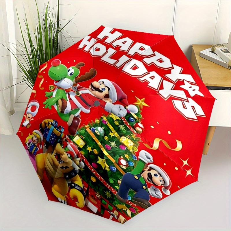 1pc Happy Holidays Mario & Luigi Automatic Opening and Closing Umbrella - Small Umbrella Suitable for Various Occasions Y049
