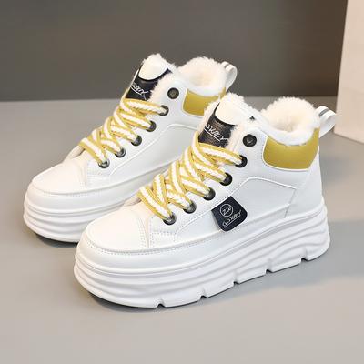 Женские зимние кожаные ботильоны для женщин, кроссовки на толстой подошве, ботинки на платформе, теплые плюс водонепроницаемые спортивные ботильоны
