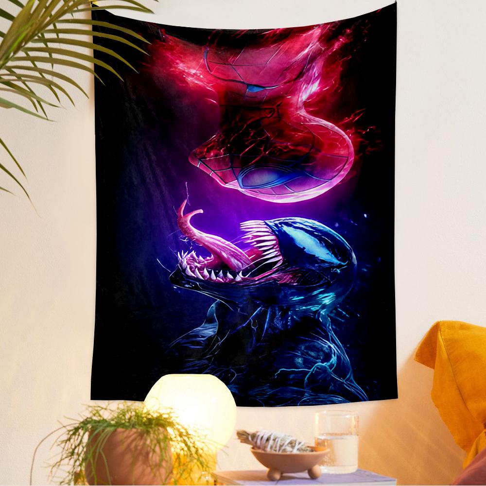 Spider Man Vs Venom Neon Decorative Wall Tapestry Hanging Tapestry for Bedroom Dorm Gift