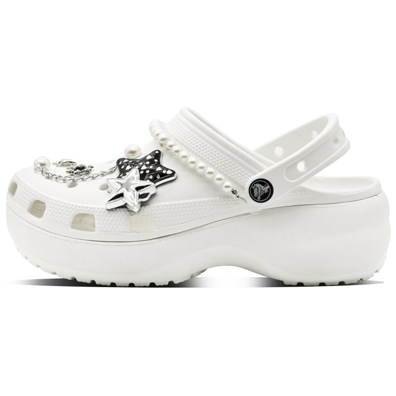 Crocs Классические сабо на платформе Starburst EVA для любви, полной любви, модные, на один пинок, подарочная коробка, обувь с отверстиями, унисекс, белые