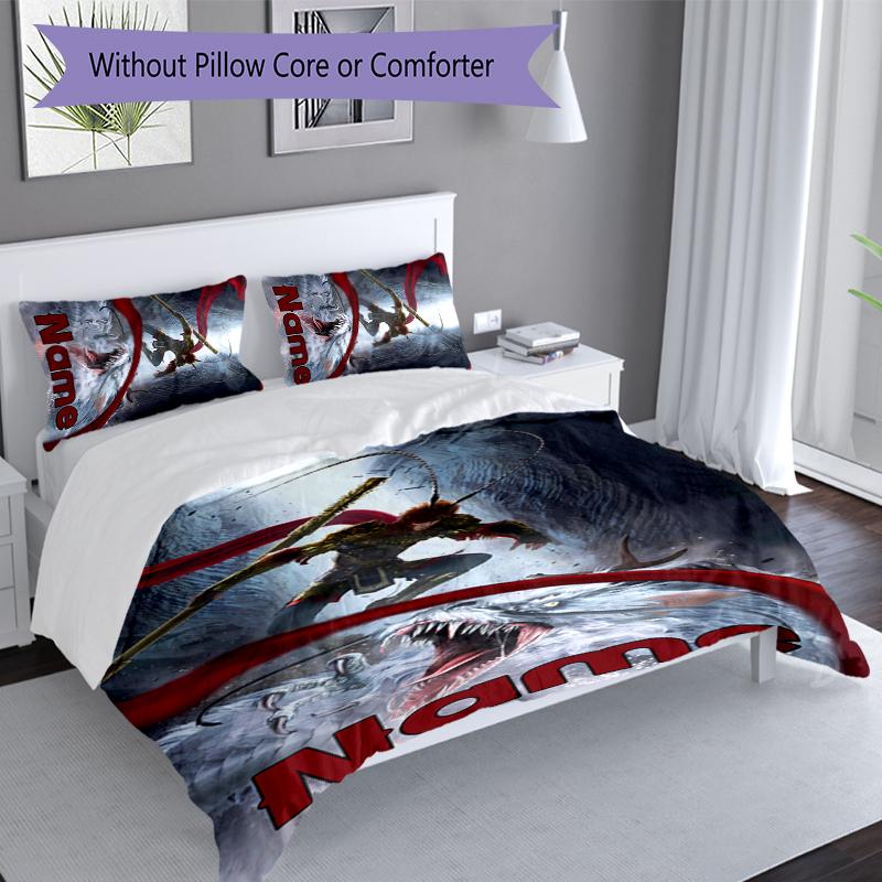 3pcs Custom Name Black Myth Wukong Game Set,Includes 1 Duvet Cover and 2 Pillowcases,All-season Bedroom Decor