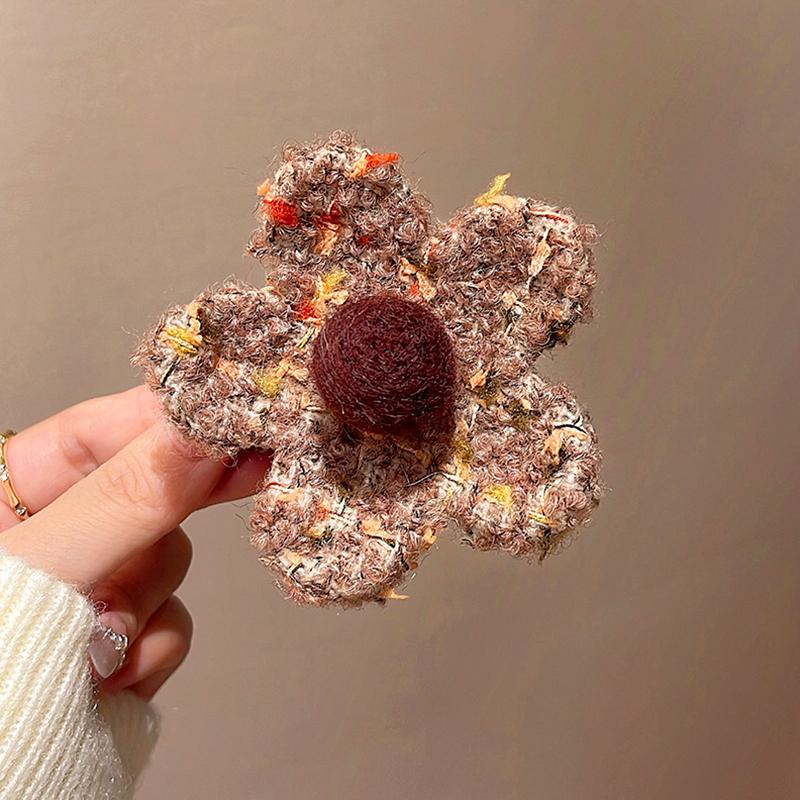 Цветок Заколка для волос Аксессуары для волос Шерстяная заколка для волос Хвост Мультяшная заколка для волос Милый Войлочный зажим Прическа