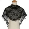 New Korean Version of Plaid Striped Floral Triangle Scarf Korean Version of Women's Tassel Lace Hollow Veil