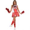 Womens Cheerleading Outfit Sexy Dance Performance Costume Milk Fabric Red XS-XL