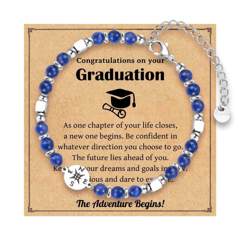 European and American new compass bracelet natural stone agate blue turquoise compass pendant bracelet light luxury premium