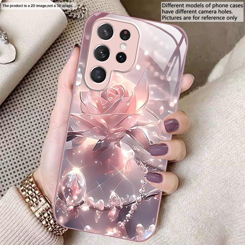 Розы цвета ледяного кристалла Для Samsung S26 S22 S8 9 10 S20 Ultra S21 Pro S22 Plus S23 FE S24Ultra S25 Edge S24+ Стеклянный чехол для телефона