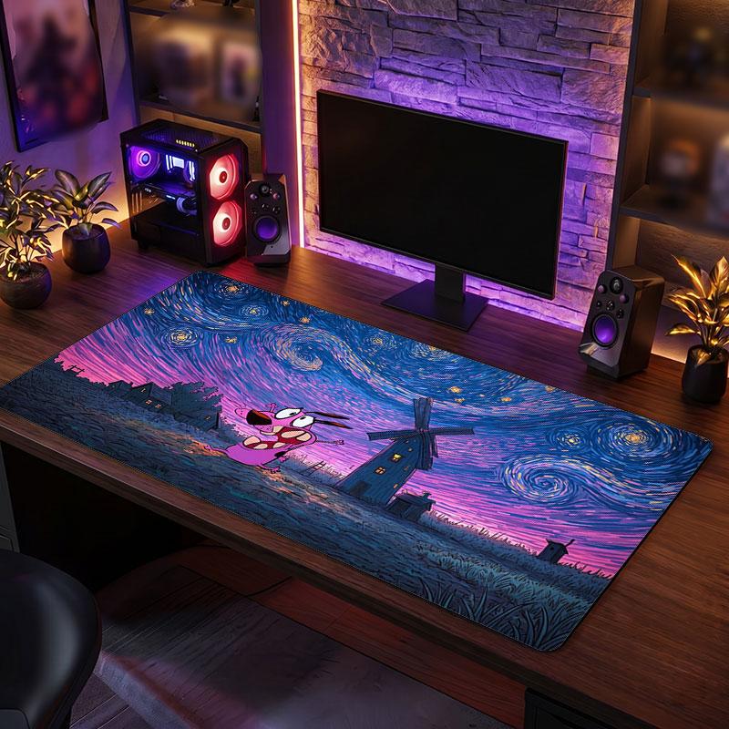 Big Mouse PadCourage the Cowardly Dog Extended Soft Desk Mat Gaming Office Computer Table Decor Mat