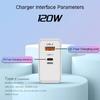 120 Вт GaN зарядное устройство USB C зарядное устройство Type C быстрая зарядка Quick Charge3.0 PD кабель настенный телефонный адаптер для iPhone Samsung Xiaomi