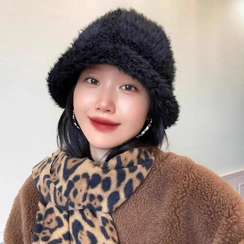 WTEMPO Windproof Cold-proof Belt Hats Women's Autumn Winter Casual Versatile Plush Hats Retro Elegant Warm Thickened Solid Color Hats