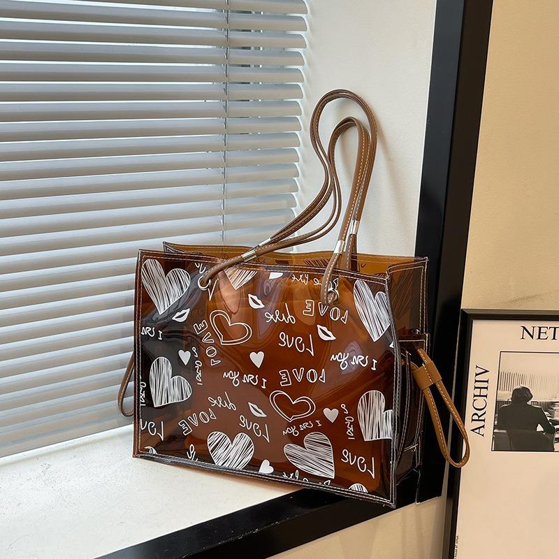 Летняя популярная большая сумка-тоут женская новая модная сумка-желе с граффити на плечо сумка для мамы и ребенка