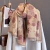 Зимний осенний шарф с цветочным принтом, большой, накидка, согревающий, с ощущением кашемира, для женщин, пашмина, утолщенный, буфанда, плед, пончо, женский