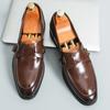 Fashion New Men's Pointed Patent Leather Formal Shoes Male Monk Strap Loafers Wedding Prom Homecoming Flats Sapato Social Masculino