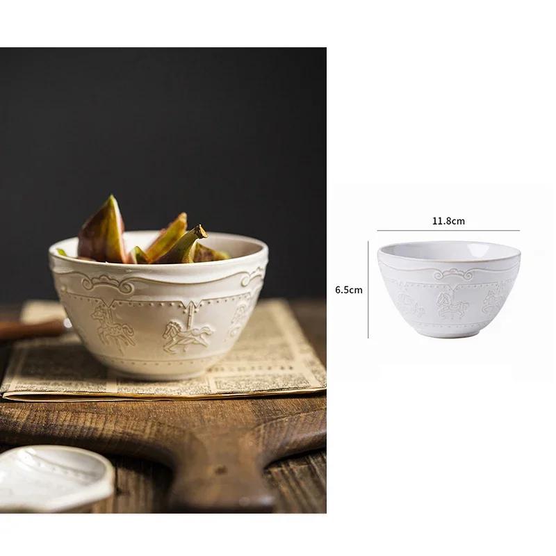 Французская ретро посуда и набор тарелок Бытовая керамическая миска Кухонные и обеденные столовые украшения Предметы домашнего обихода