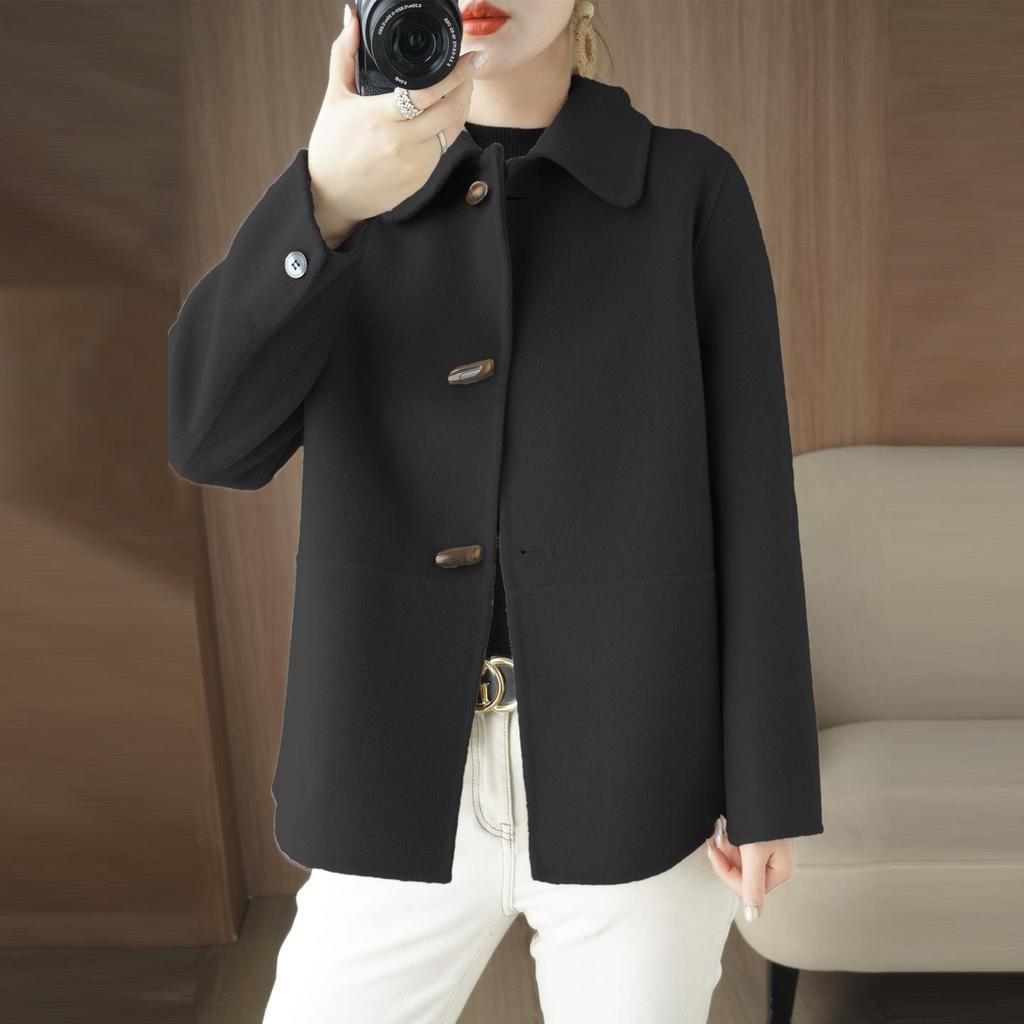 2025 Осень/Зима Женское Высококачественное Двустороннее Кашемировое Короткое Пальто - Модное Маленькое Шерстяное Пальто