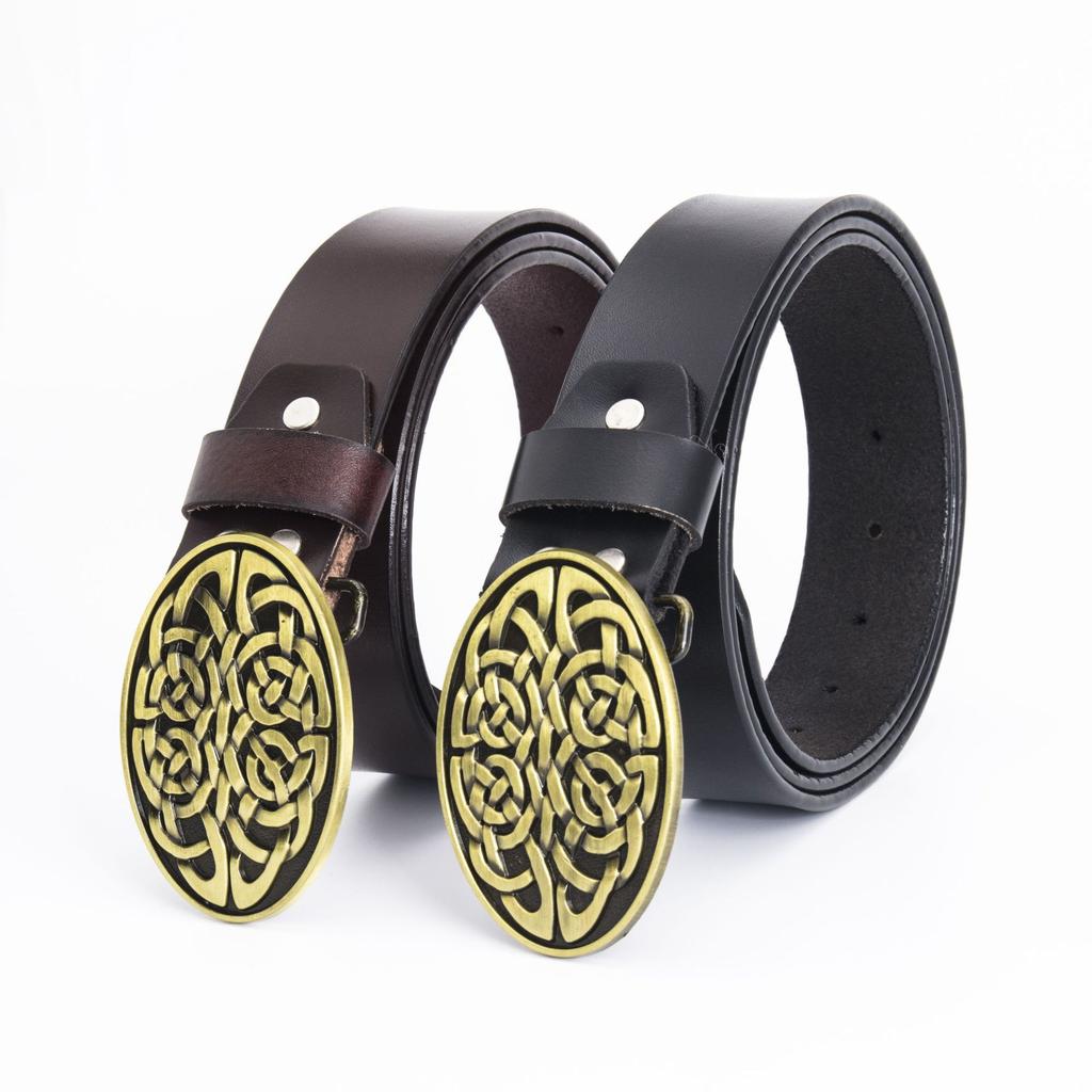 Модный новый мужской ремень из натуральной кожи в стиле ретро с гладкой пряжкой