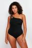 Women's New Season Plus Size Swimsuit Black One-Shoulder Swimsuit with Lifting Effect