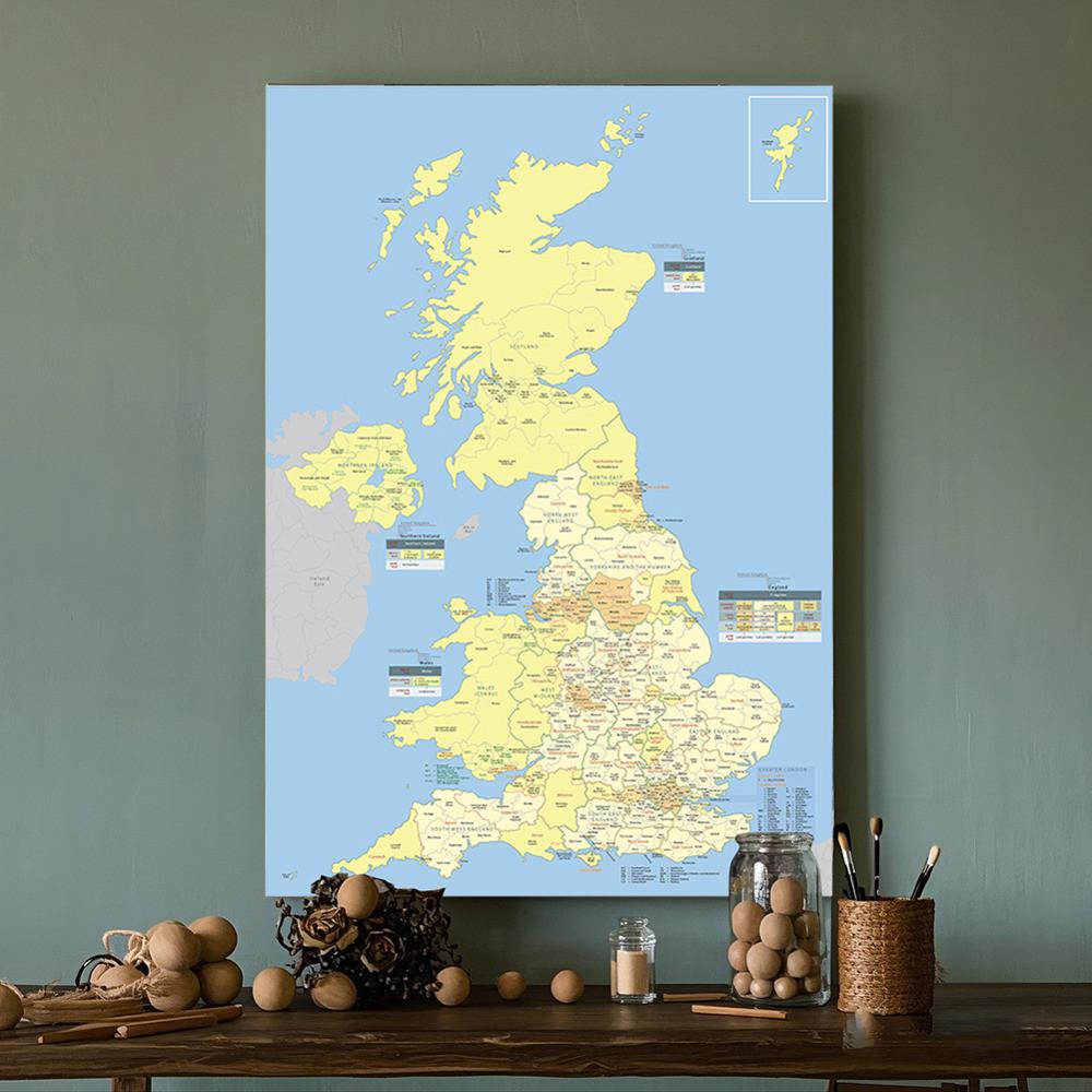 Настенная карта Карта Соединенного Королевства с подробными регионами Печатный художественный плакат Без рамы для декора Подарок Настенные дорожные принадлежности