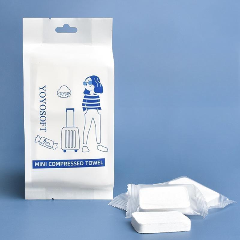 Одноразовое сжатое полотенце для внешней торговли, Банное полотенце, Утолщенное портативное очищающее средство, Протирание лица, Полотенце для мытья лица, Дорожная одежда