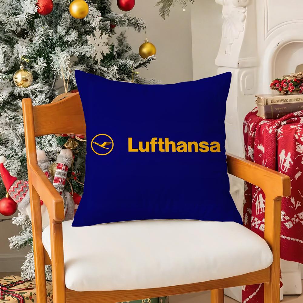 Flight Commemoration LLufthansa Airlines Pillow Case Silky Short Plush With Invisible Zipper Dustproof Sofa Cushion Cover
