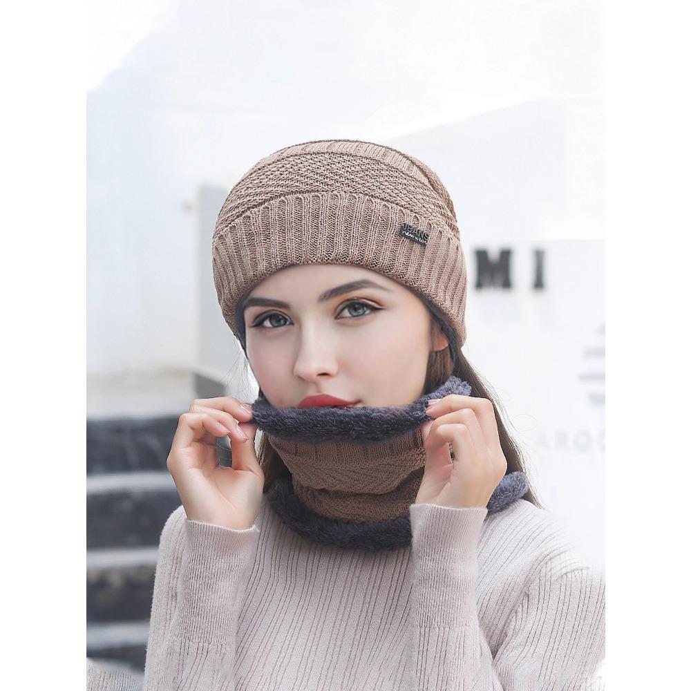 Winter Beanie Hat Scarf Set Warm Knit Skull Cap and Scarf for Men Women Multi-Color