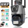 2024 EU 8MP 4K IP Camera Outdoor WiFi PTZ Dual Lens Dual Screen Auto Tracking Waterproof Security Video Surveillance Police Light Alarm CCTV