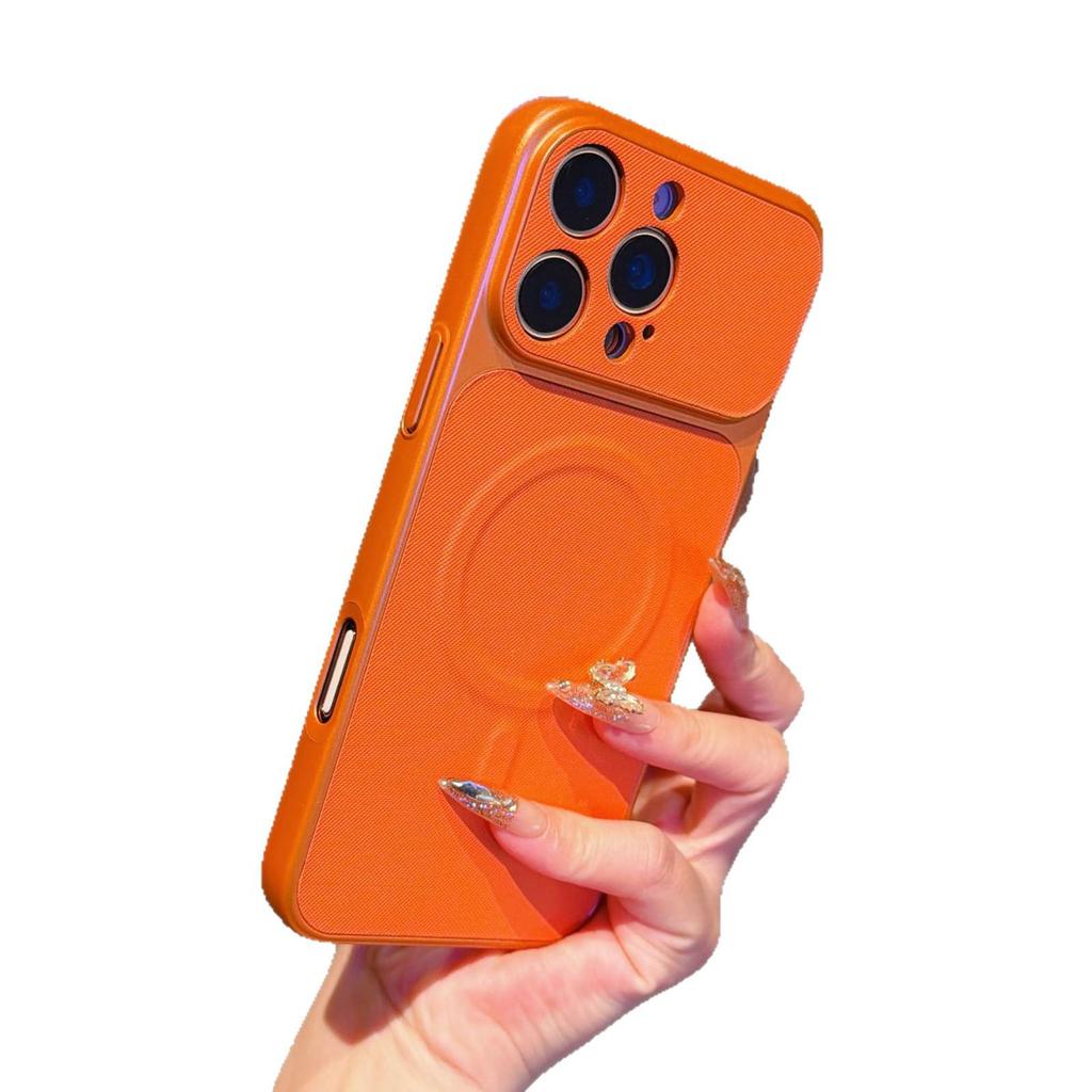 Магнитный защитный чехол с текстурой кожи, противоударный, для iPhone 17 и Apple 16 Promax, полное покрытие, большое окно