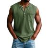 Men's Summer Solid Color Pocket Sports Buttons Vest Men's Sports Casual Vest