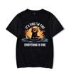 It's Fine I'm Fine Everything Is Fine Graphic T-Shirt Funny Cat Tshirts Tops Fashion Harajuku T-shirts Women Men Oversuzed Tee