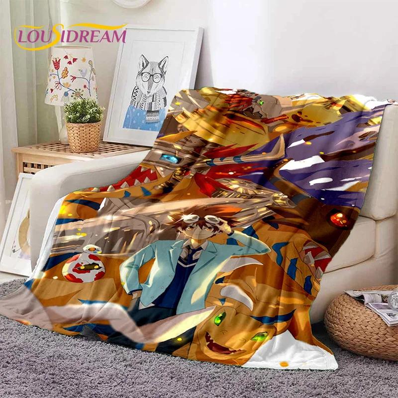 Мягкое фланелевое одеяло в стиле ретро Digimon Adventure Monster Cartoon для кроватей, диванов, пикников, плед для покрывала, детский подарок