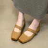French Square Head with Pig Nose Mary Jane Shoes 2025 Autumn New Retro Inner Height Increase Ballet Shoes