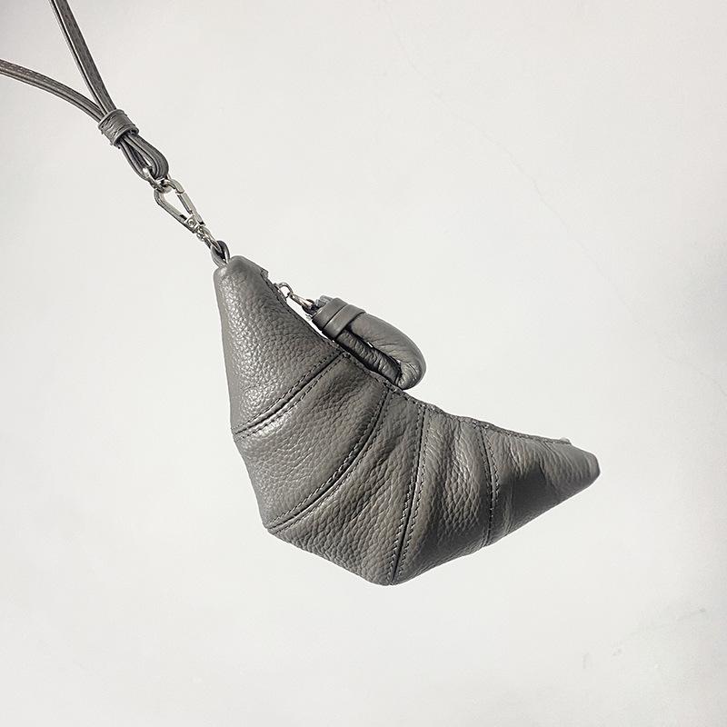 Мини-сумка-круассан из натуральной кожи LE для наушников и ключей - женская сумка-мессенджер из овечьей кожи.