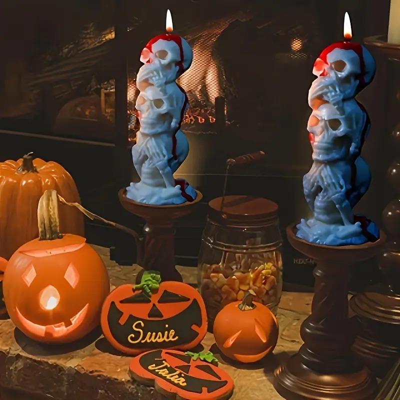1-5 шт. Хэллоуин DIY Форма для свечей 3 шт. - Силиконовая форма Тыква Череп Гримаса для Ароматерапевтического Воска Жуткое Украшение для Домашней Вечеринки