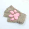Cute Silicone Cat Claw Gloves Fingerless Plush 3D Cat Paw Hand Sleeves Knitted Kitten Mittens Plush Warm Gloves