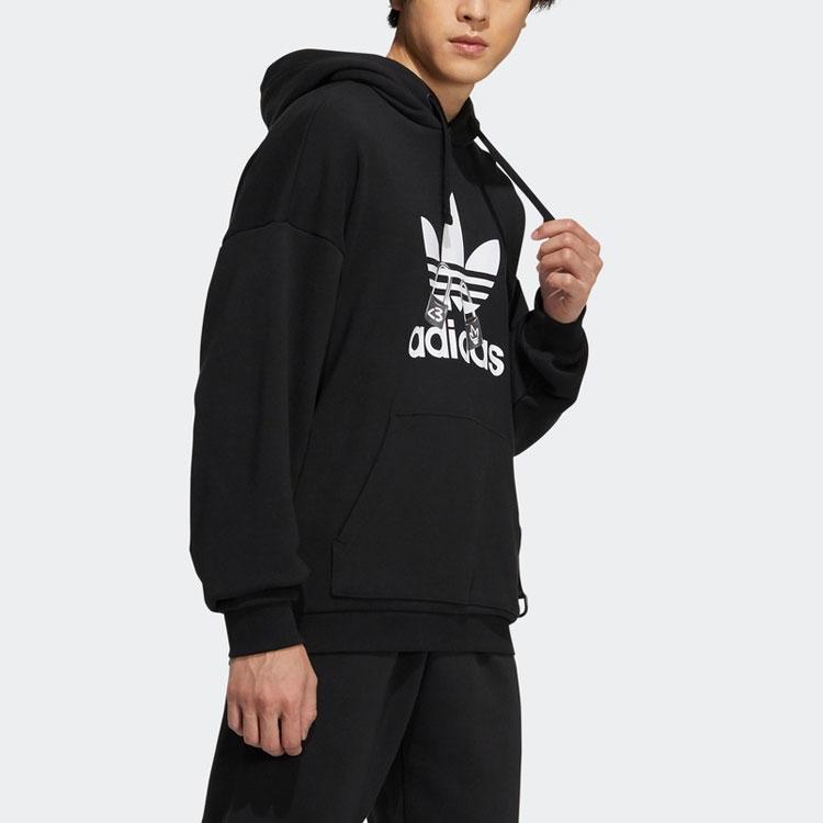 adidas Originals Clover Vday Толстовка с капюшоном и спортивным принтом с логотипом Мужские топы черные HA3654