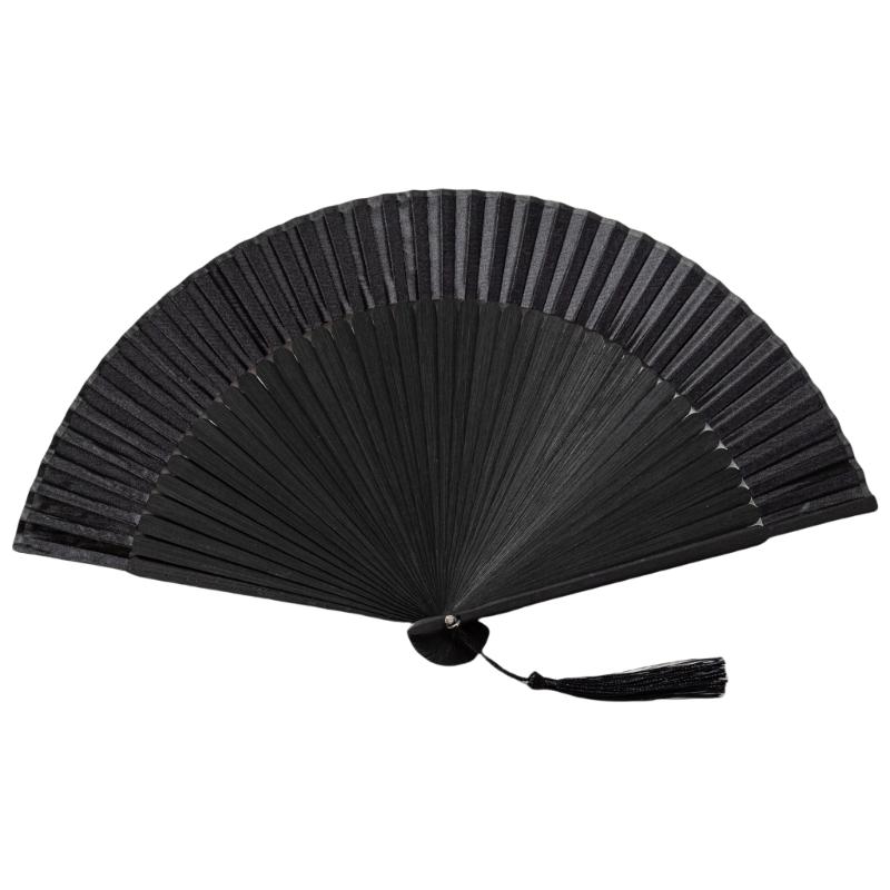 Складной черный веер Складной ручной веер для женского наряда Женский бамбуковый ручной веер Идеально подходит для вечеринок, свадеб и украшений