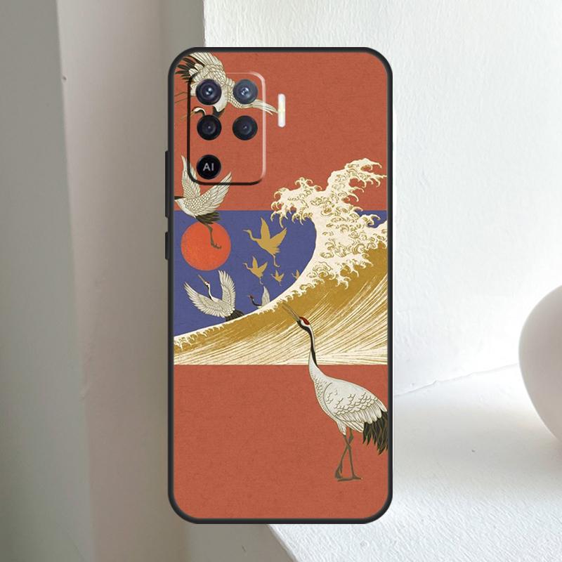 Чехол Art Crane Waves для OPPO A74 A54 A94 A17 A57 A15 A16 A76 A96 A18 A38 A58 A78 A98 A40 A60 A80 A5 A6 Pro