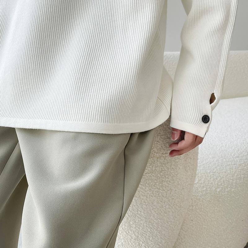 Осенне-зимний однотонный свитер с круглым вырезом, мужская корейская версия, универсальный, свободный белый пуловер, базовый слой с длинными рукавами