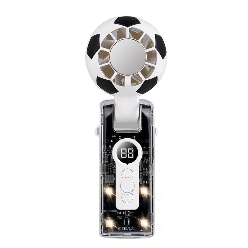 X68 Cross Football World Cup Portable Handheld Fan with Semiconductor Cooling and Rechargeable Folding Design.