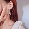 Ювелирные изделия Имитация рубиновых сердечек Серьги Пара сапфировые Серьги Розовые бриллиантовые Серьги